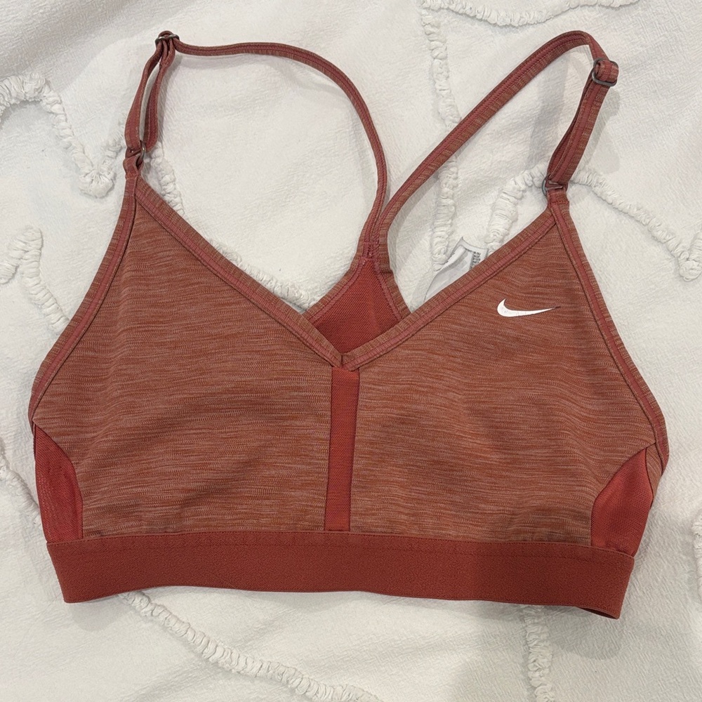 Nike Red Adjustable-Strap Low-Impact Sports Bra